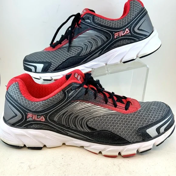 Fila Men's Memory Maranello 3 Leather Mesh Black Red Silver Athletic Sneakers 11 - Picture 4 of 11